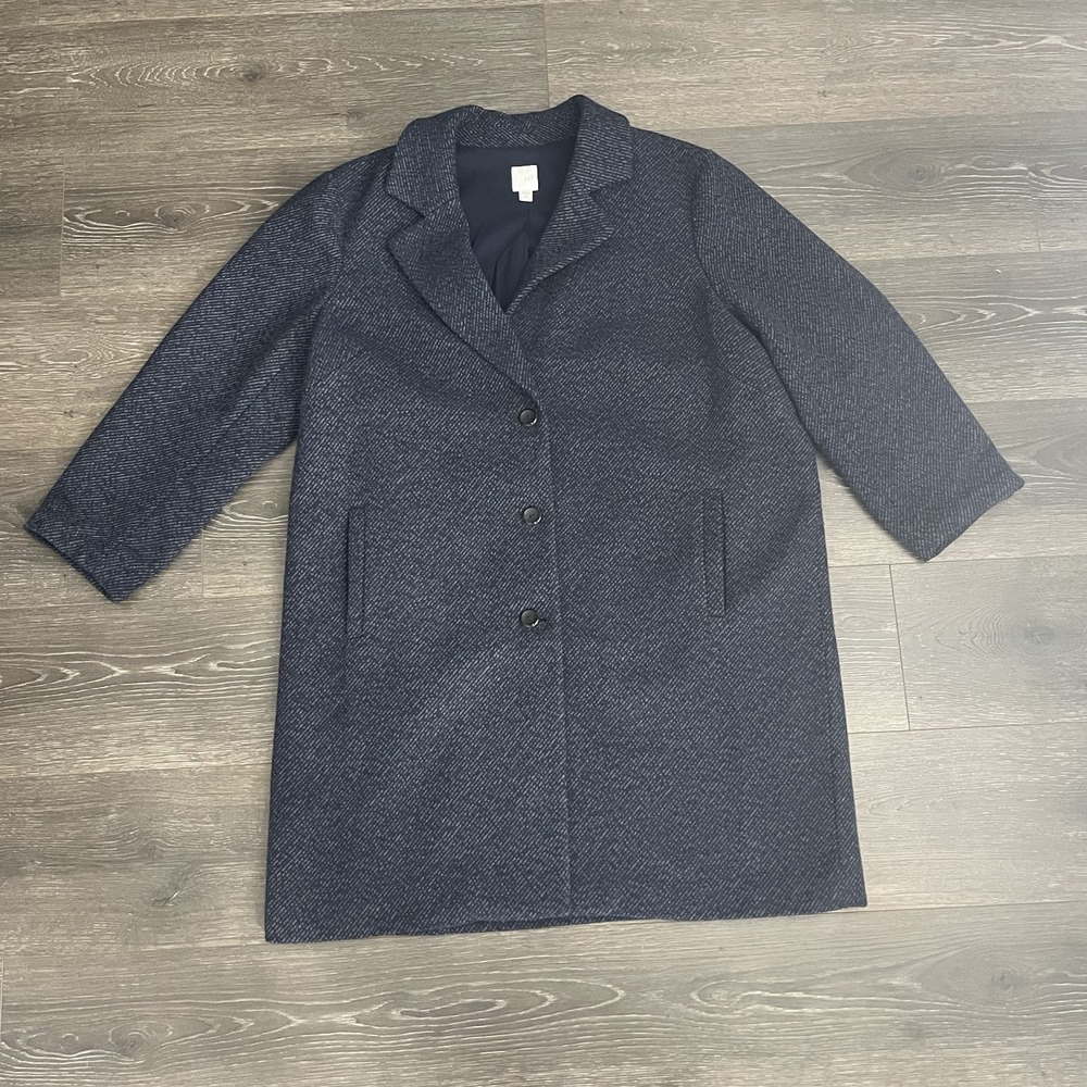 J Jill Womens XL Petite Wool Blend Blue Coat Single Breasted Lined Formal Casual